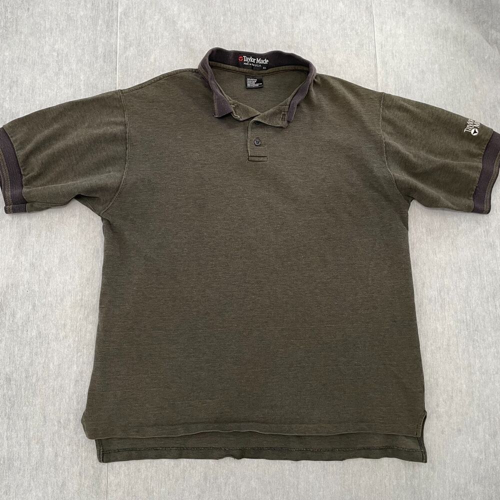 VINTAGE TaylorMade Shirt Adult Extra Large Green Polo Heavy Cotton Logo Mens XL